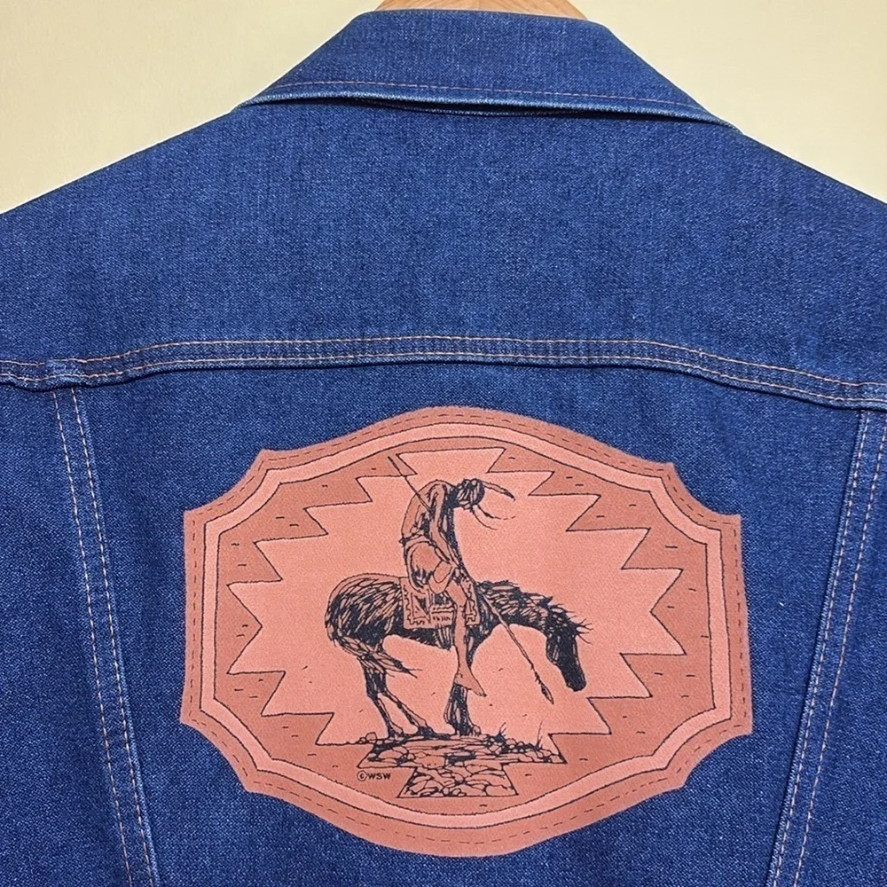 Wrangler | Vintage Western Denim Aztec Serape Concho Native American Jacket 42
